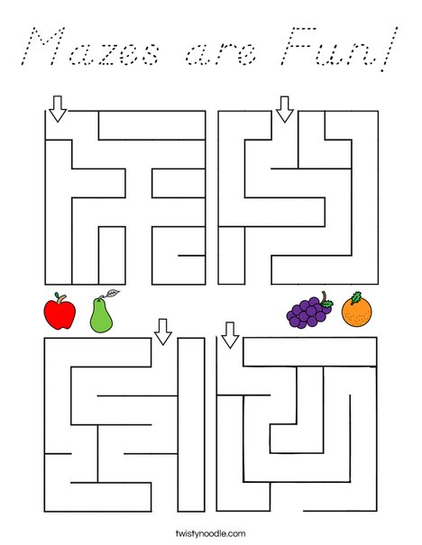 Mazes are Fun! Coloring Page