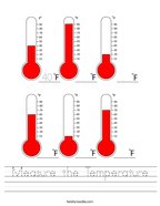 Measure the Temperature Handwriting Sheet