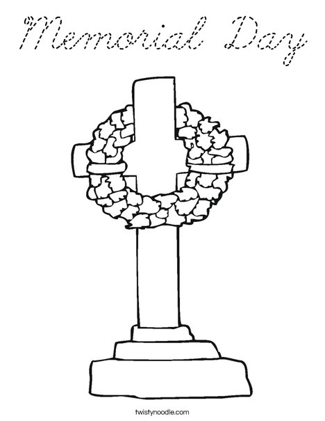 Memorial Day Cross Coloring Page