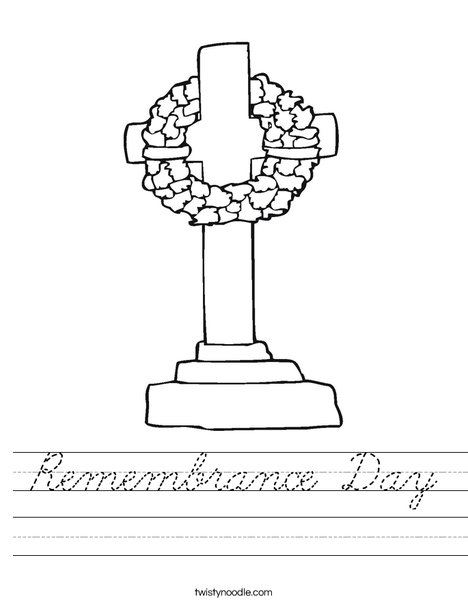 Memorial Day Cross Worksheet