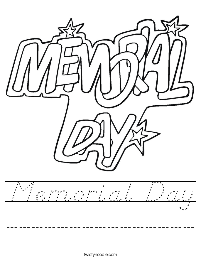 memorial day worksheet dnealian twisty noodle