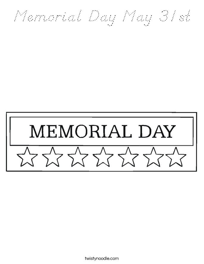 Memorial Day May 31st Coloring Page