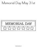 Memorial Day May 31st Coloring Page