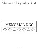 Memorial Day May 31st Coloring Page