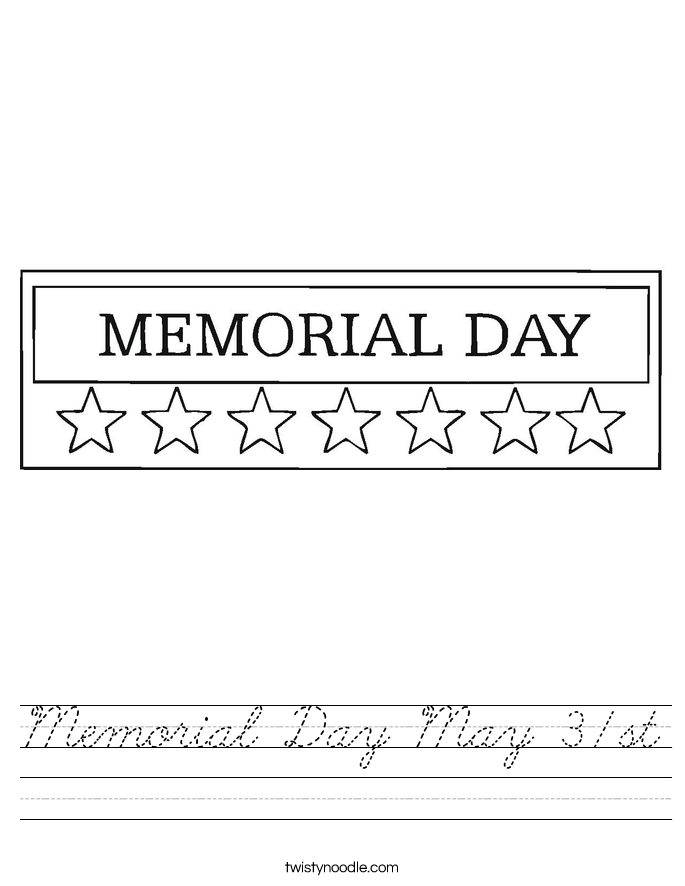 Memorial Day May 31st Worksheet