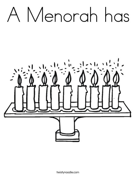 Menorah with lit candles Coloring Page