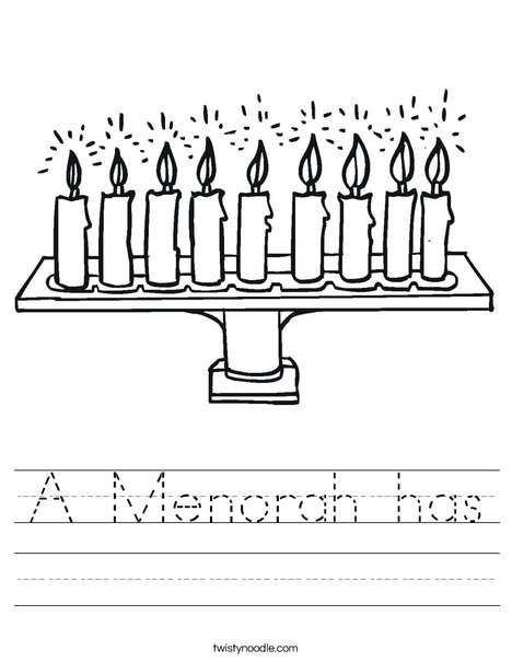 Menorah with lit candles Worksheet