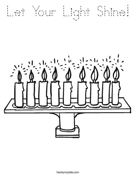Menorah with lit candles Coloring Page