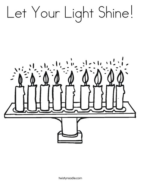 Menorah with lit candles Coloring Page