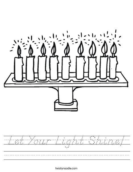 Menorah with lit candles Worksheet