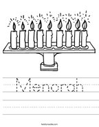 Menorah Handwriting Sheet