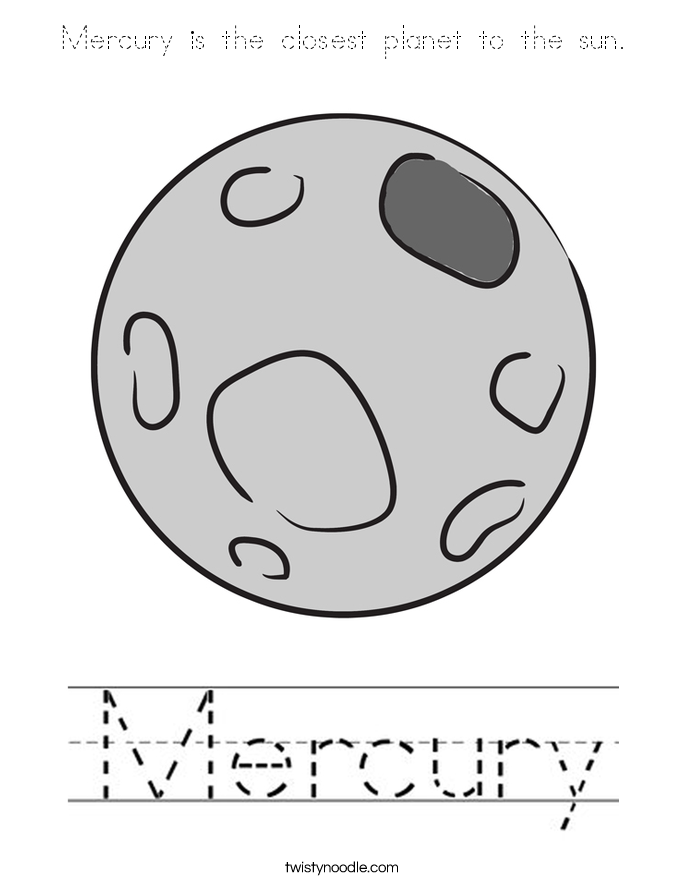Mercury is the closest planet to the sun. Coloring Page