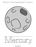 Mercury is the closest planet to the sun. Coloring Page