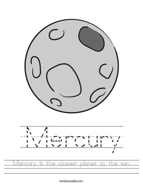 Mercury is the closest planet to the sun. Worksheet