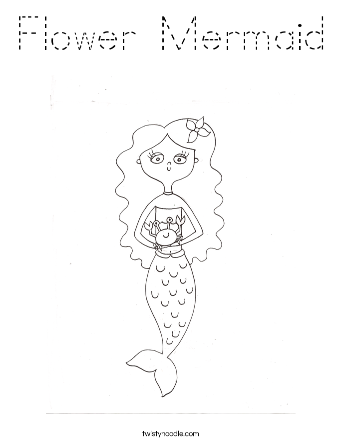 Flower Mermaid Coloring Page