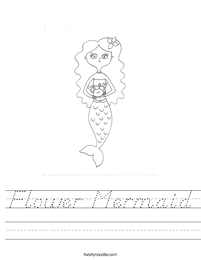 Flower Mermaid Worksheet