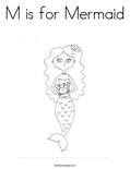 M is for Mermaid Coloring Page