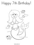 Happy 7th Birthday!  Coloring Page
