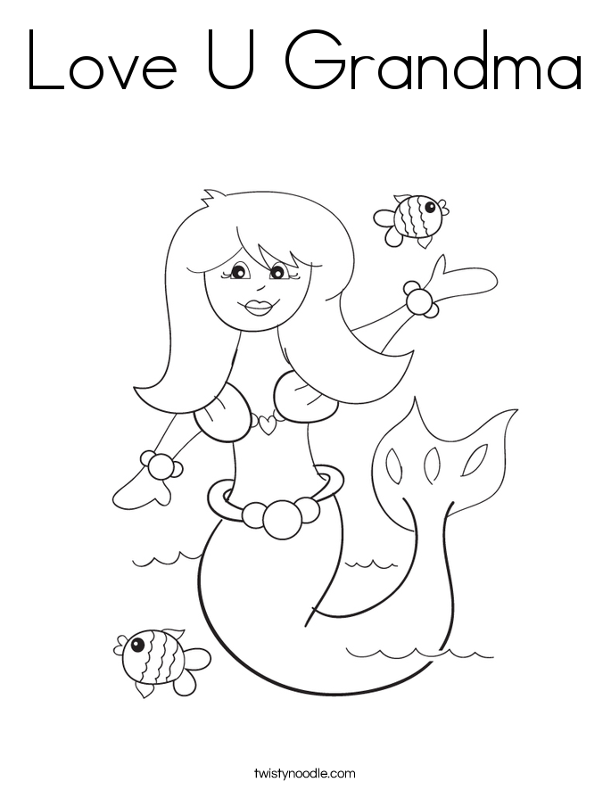 Love U Grandma Coloring Page - Twisty Noodle