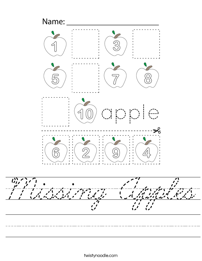 Missing Apples Worksheet