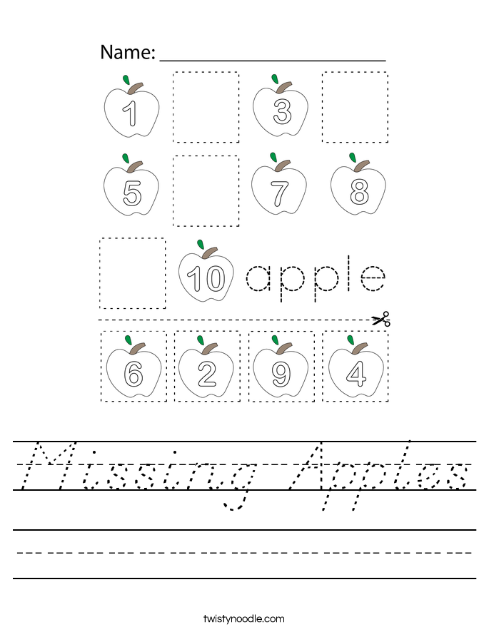 Missing Apples Worksheet