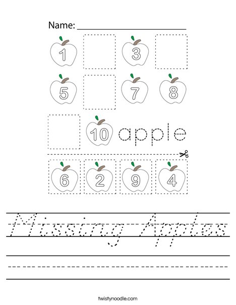 Missing Apples Worksheet