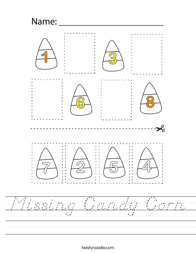 Missing Candy Corn Worksheet