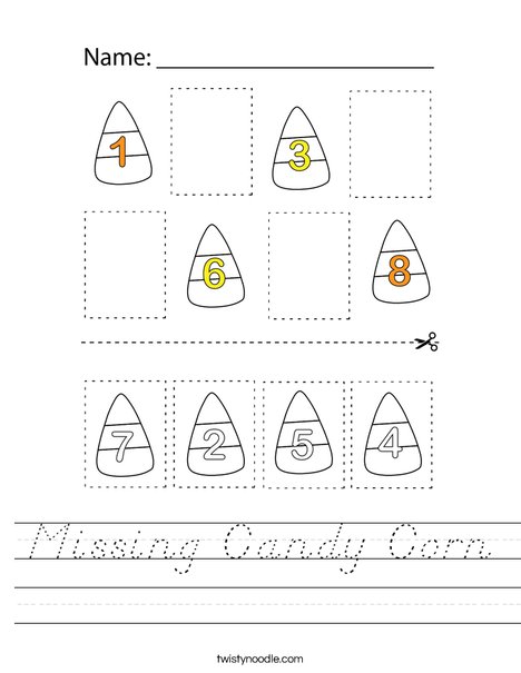 Missing Candy Corn Worksheet