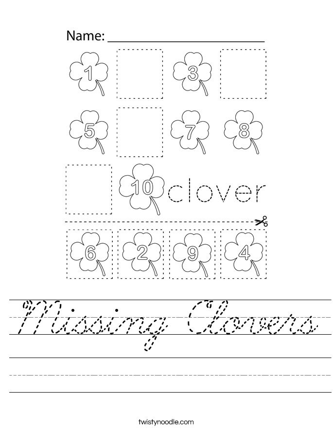Missing Clovers Worksheet