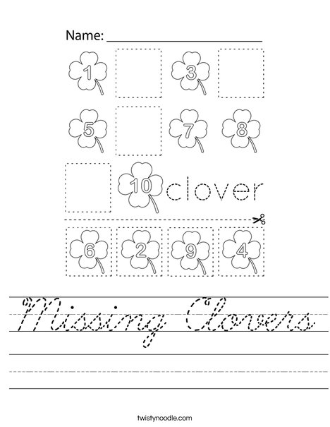 Missing Clovers Worksheet