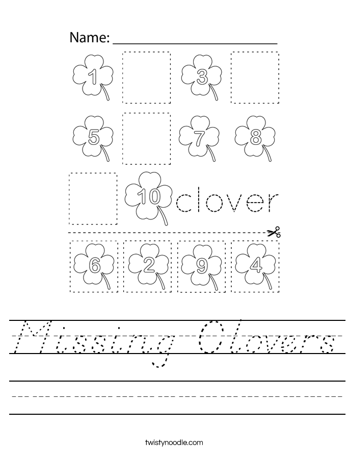 Missing Clovers Worksheet