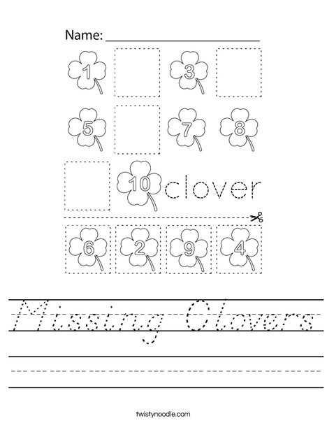 Missing Clovers Worksheet
