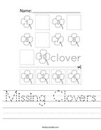 Missing Clovers Handwriting Sheet
