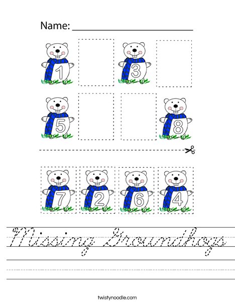 Missing Groundhogs Worksheet