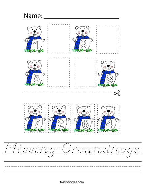 Missing Groundhogs Worksheet