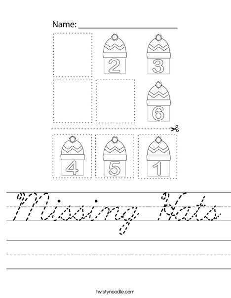 Missing hats Worksheet