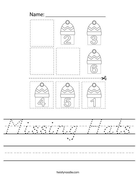 Missing hats Worksheet