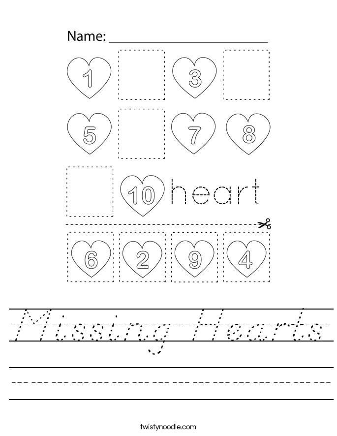 Missing Hearts Worksheet