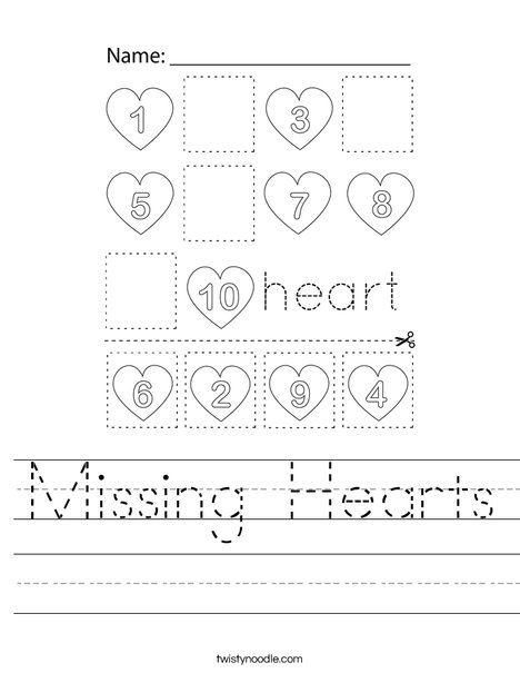 Missing Hearts Worksheet