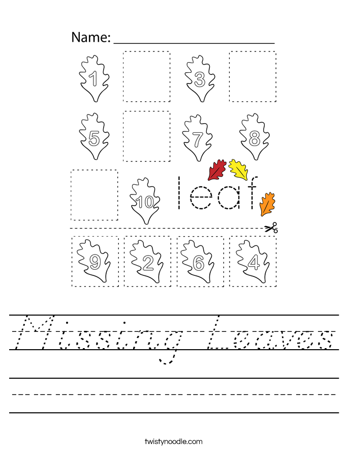 Missing Leaves Worksheet