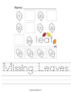 Missing Leaves Handwriting Sheet