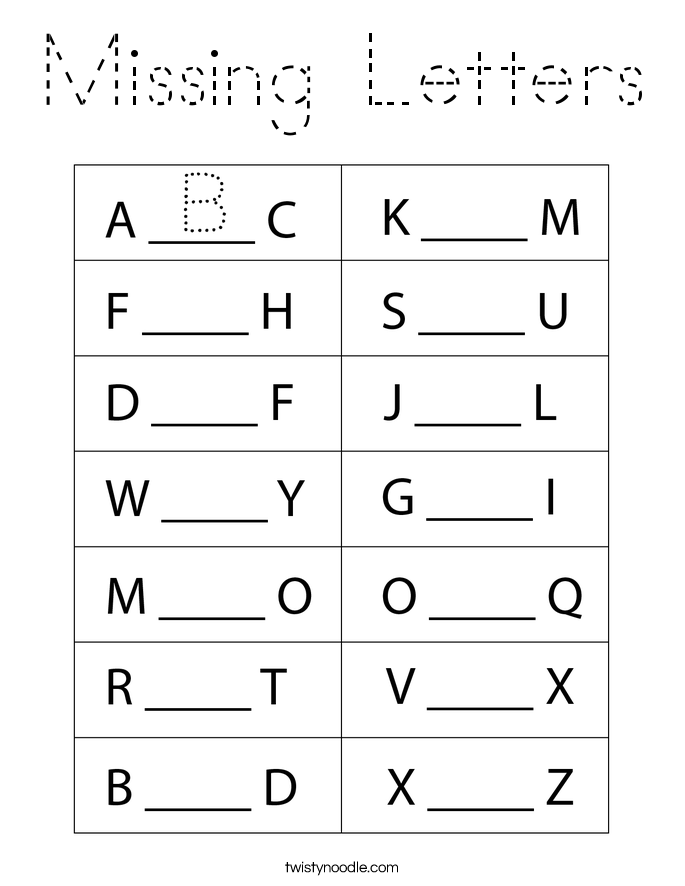 Missing Letters Coloring Page