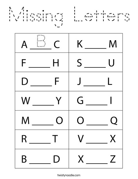 Missing Letters Coloring Page