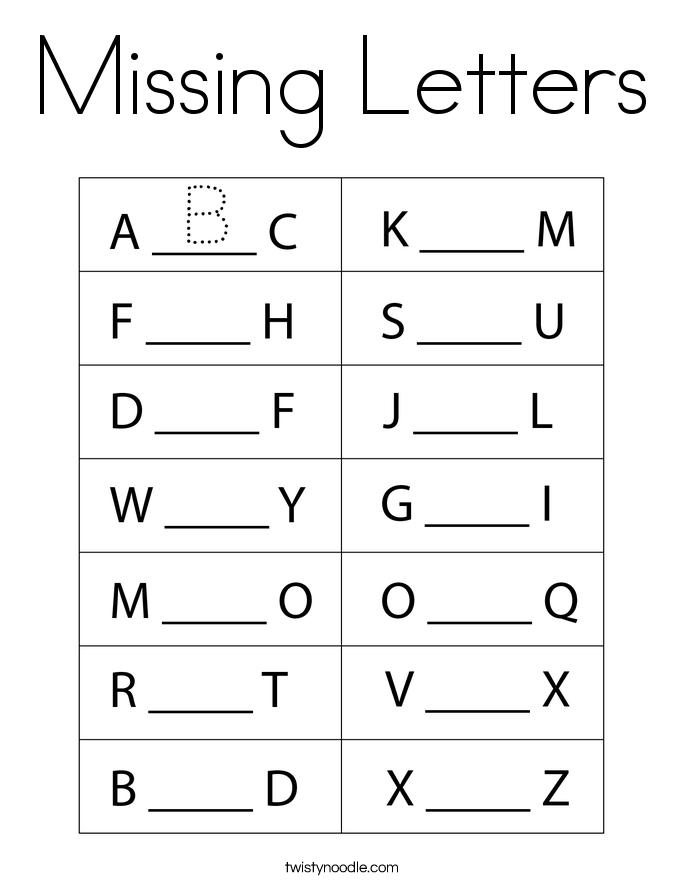 Missing Letters Coloring Page