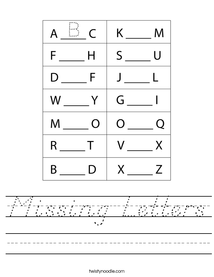 Missing Letters Worksheet