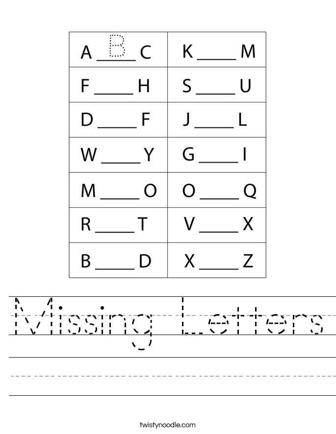 Missing Letters Worksheet - Twisty Noodle