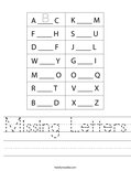 Missing Letters Worksheet