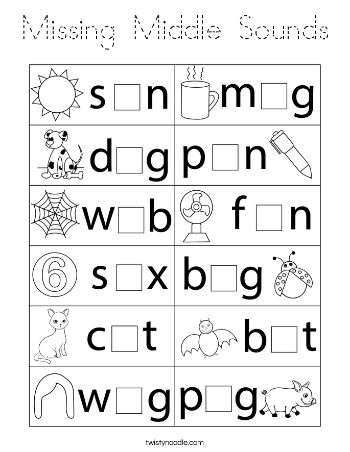 Missing Middle Sounds Coloring Page
