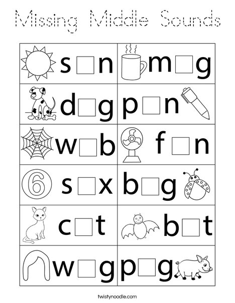 Missing Middle Sounds Coloring Page