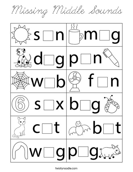 Missing Middle Sounds Coloring Page